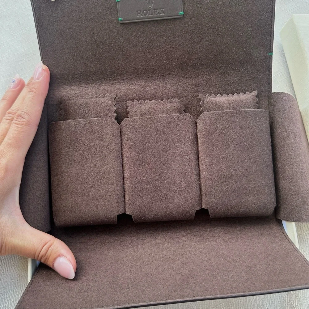 ROLEX Trio Watch Leather Travel Pouch Saddle Brown